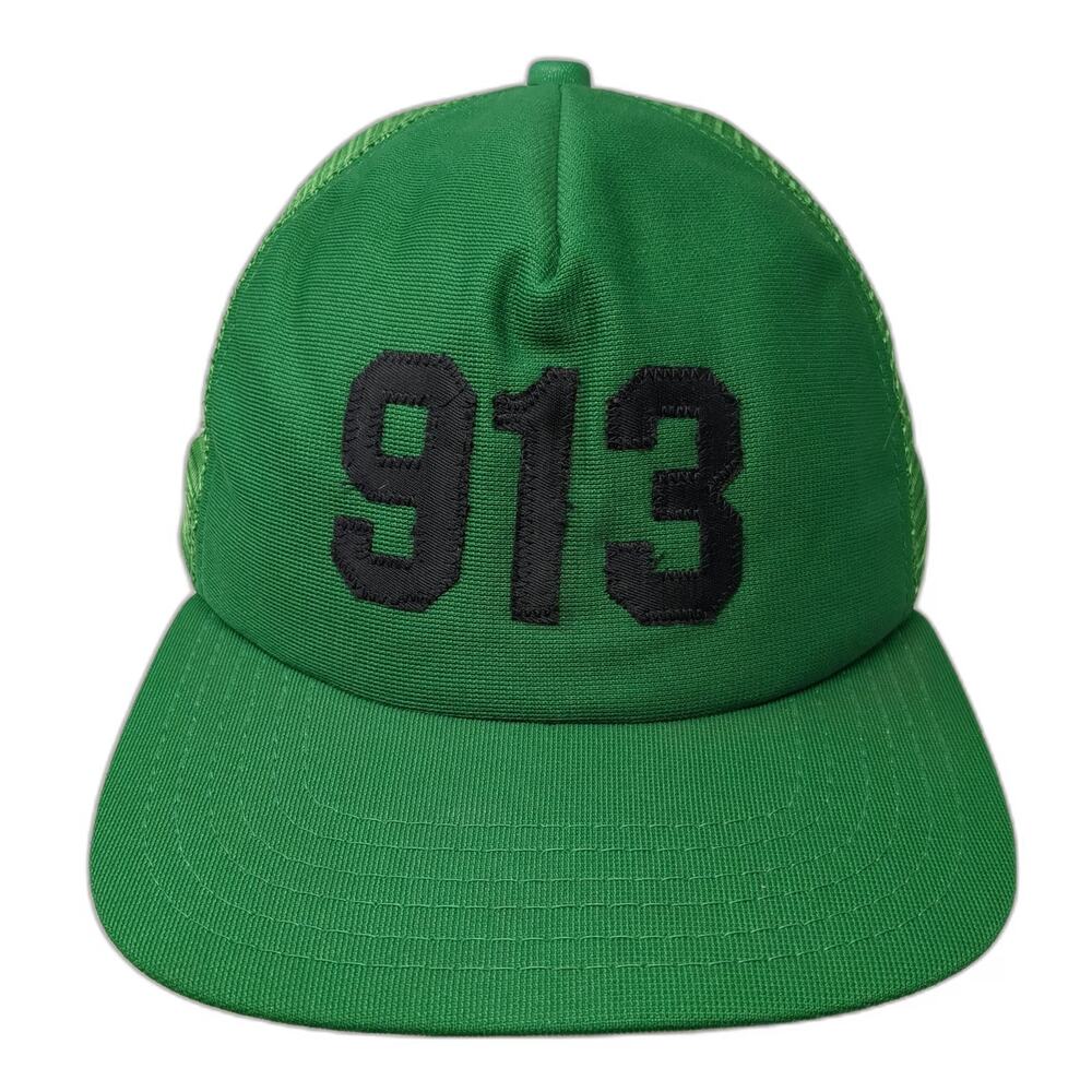 New Era Trucker Hat Green L 913 Number Mesh Snapback USA Made Pro Design hat